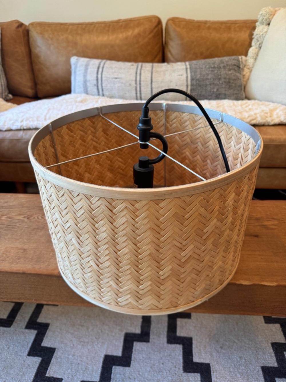 Anthropologie Natural Woven Drum Lamp Shade